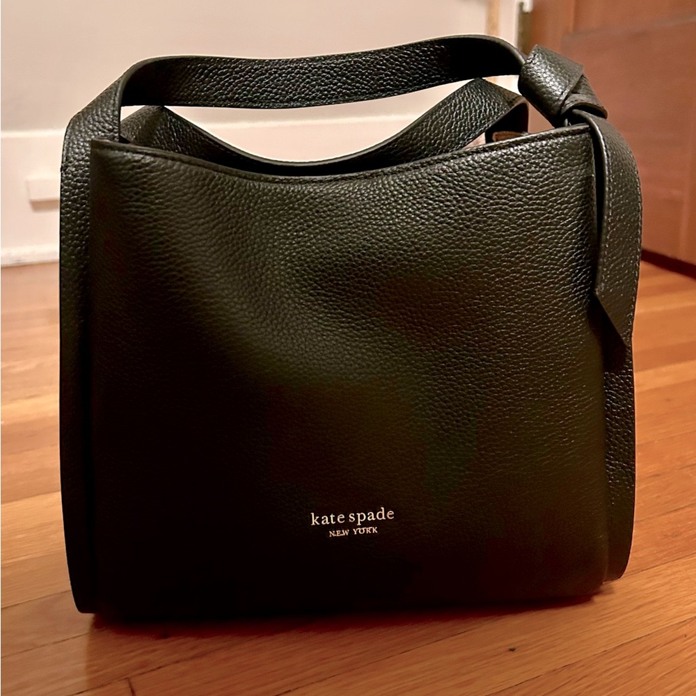 Kate Spade New York Medium Knott Black Leather Crossbody Tote